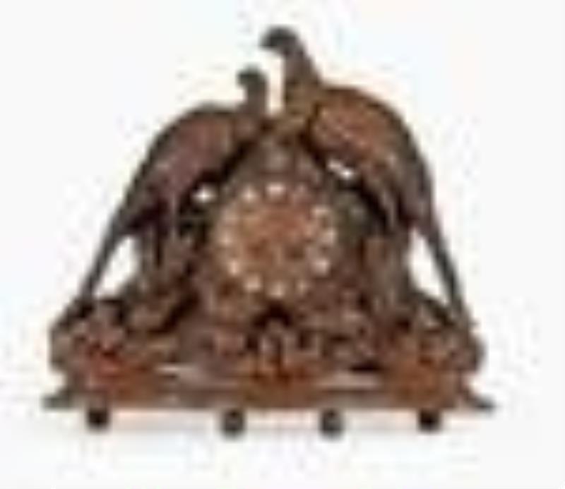 Black Forest shelf cuckoo clock with hand carved pheasant scene