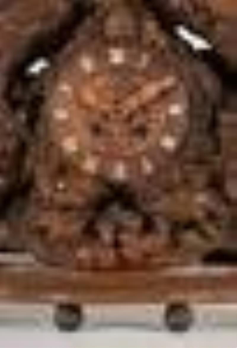 Black Forest shelf cuckoo clock with hand carved pheasant scene