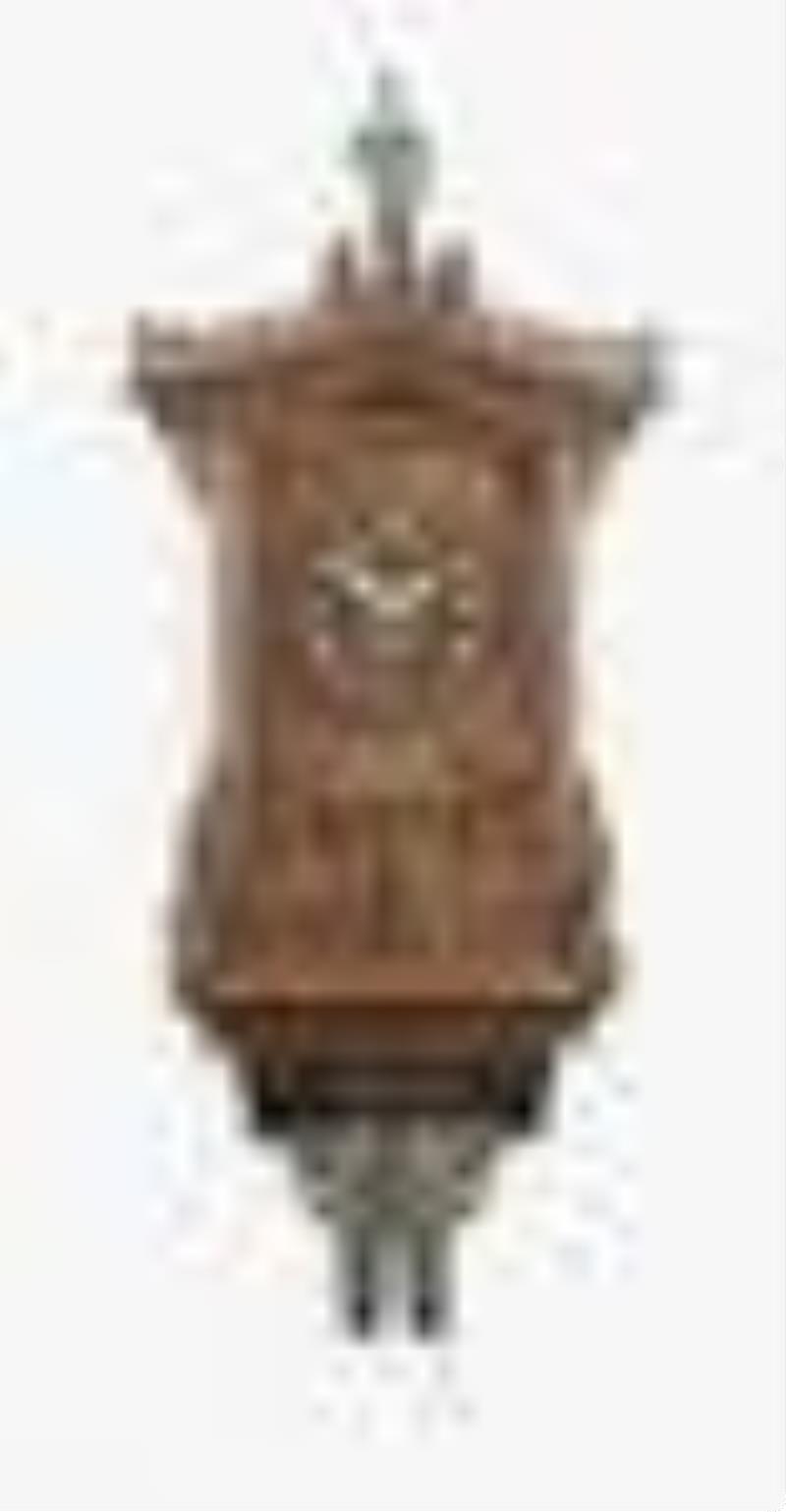 Jacob Bauerle trumpeter Clock in Gothic case with animated figure