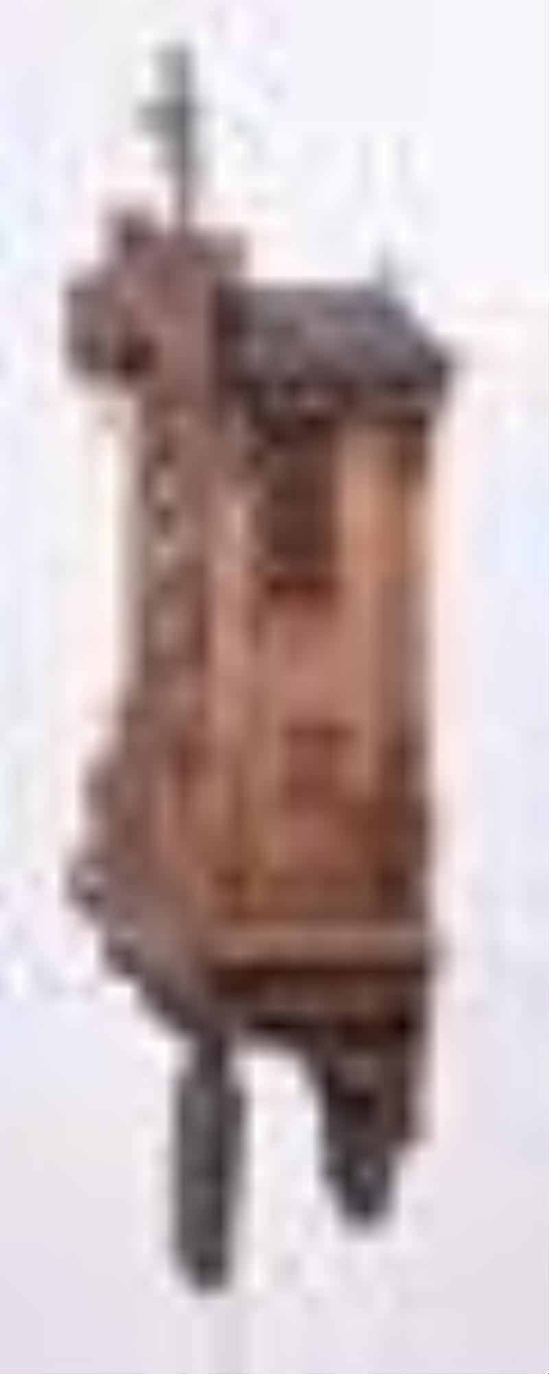 Jacob Bauerle trumpeter Clock in Gothic case with animated figure