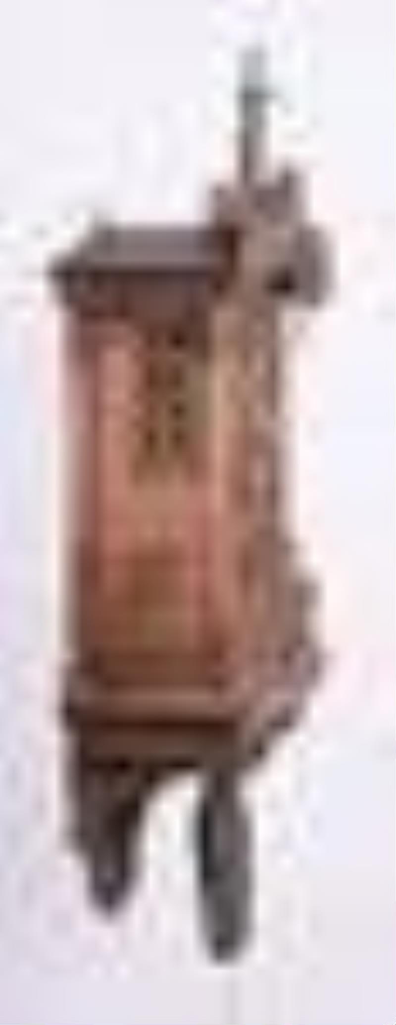 Jacob Bauerle trumpeter Clock in Gothic case with animated figure