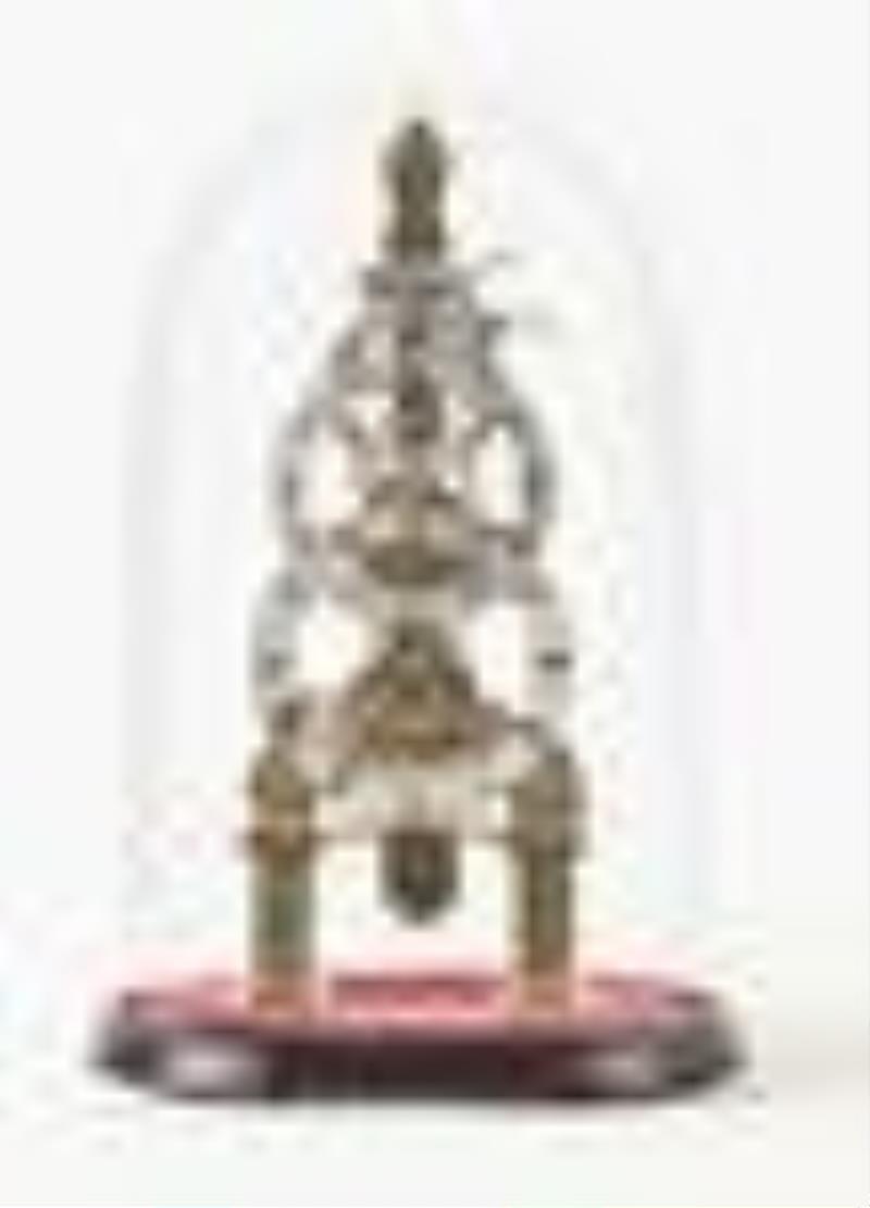 An interesting mid 20th century skeleton clock with coup perdu escapement