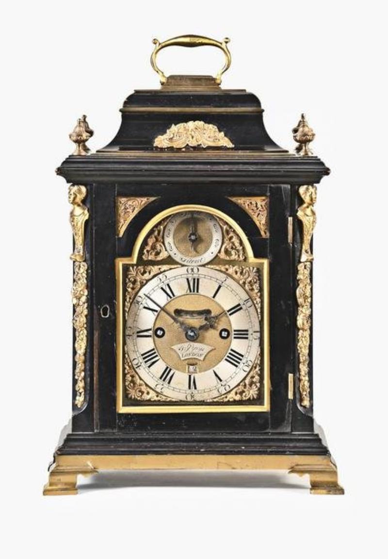 A good mid 18th century ebonized table clock with pull quarter repeat by John Pepys