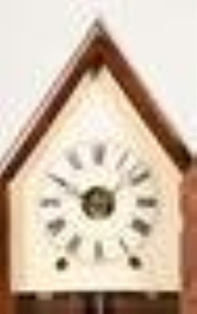 Birge & Fuller steeple on frame with candle finials mantel clock