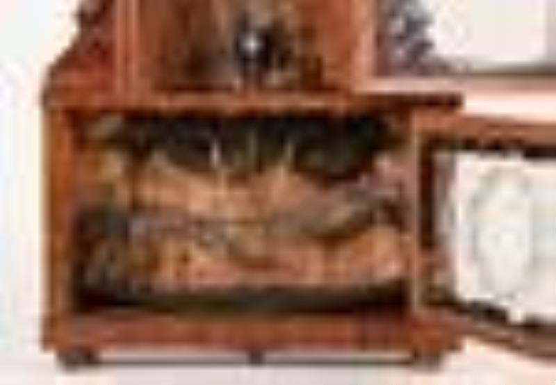 Birge & Fuller steeple on frame with candle finials mantel clock