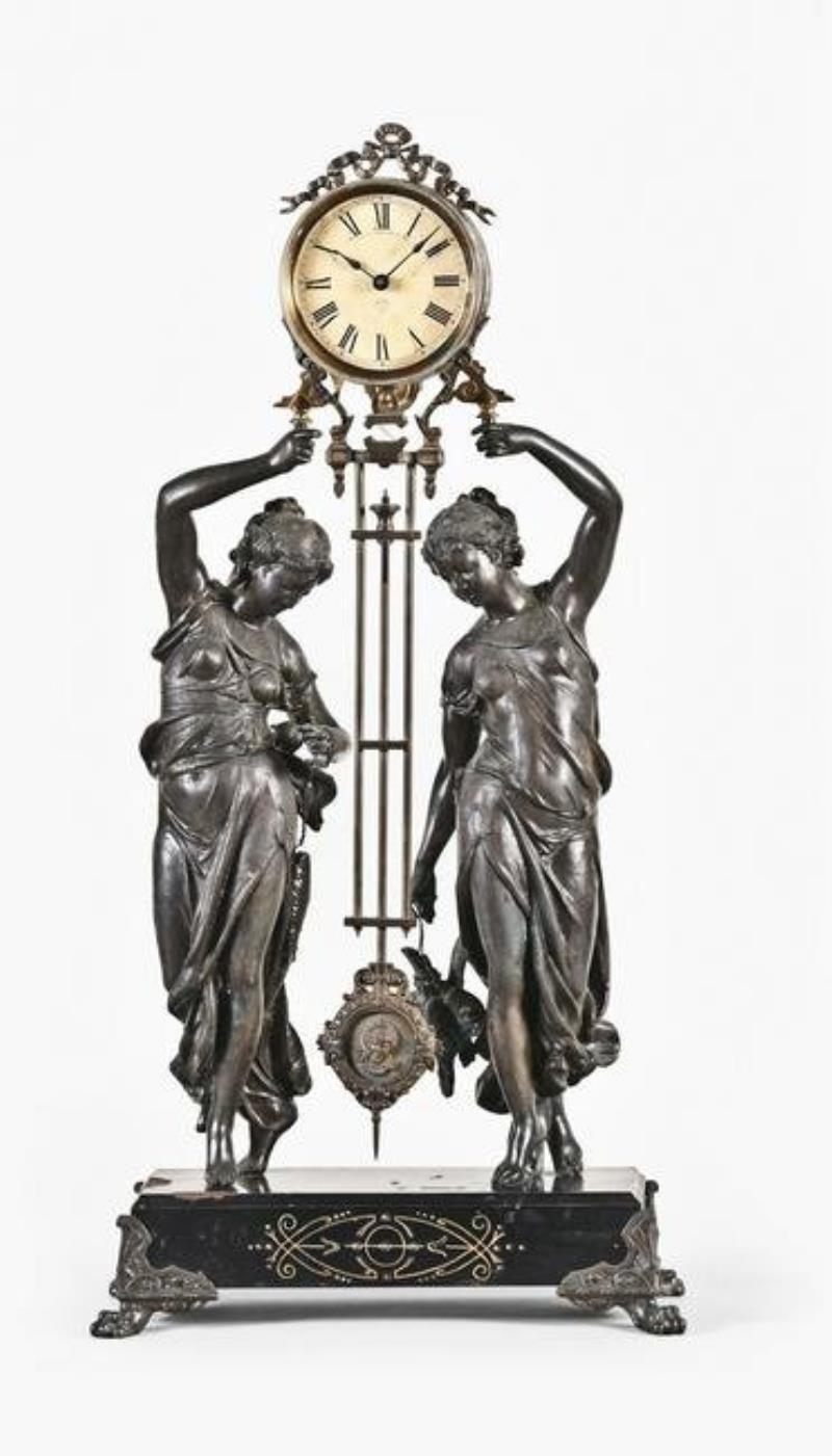 Ansonia Double Figure Swing mantel clock