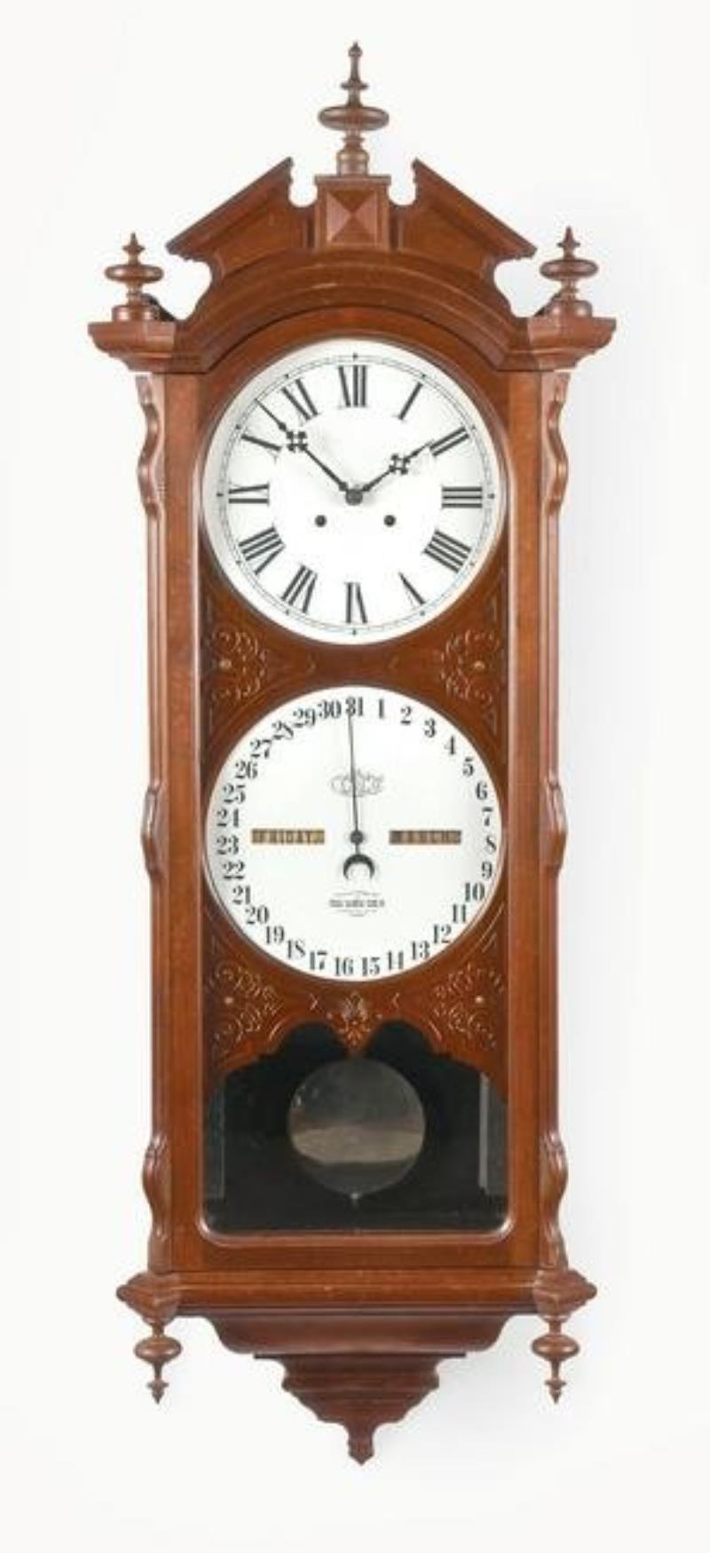 Ithaca Calendar Clock Co. No 2 Bank double dial calendar clock