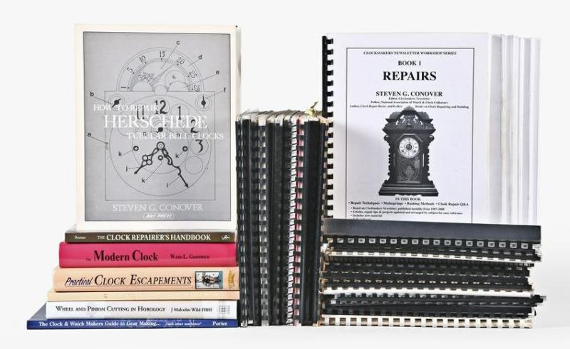 A good lot of clock making and repair reference books by Conover Wilding and others