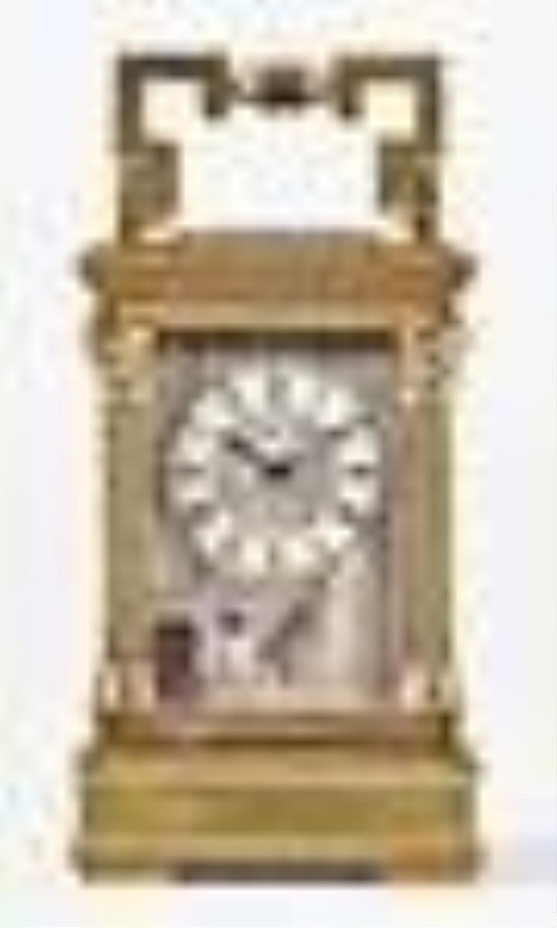 A late 19th century Anglais mignonette #1 carriage clock with polychrome porcelain panels