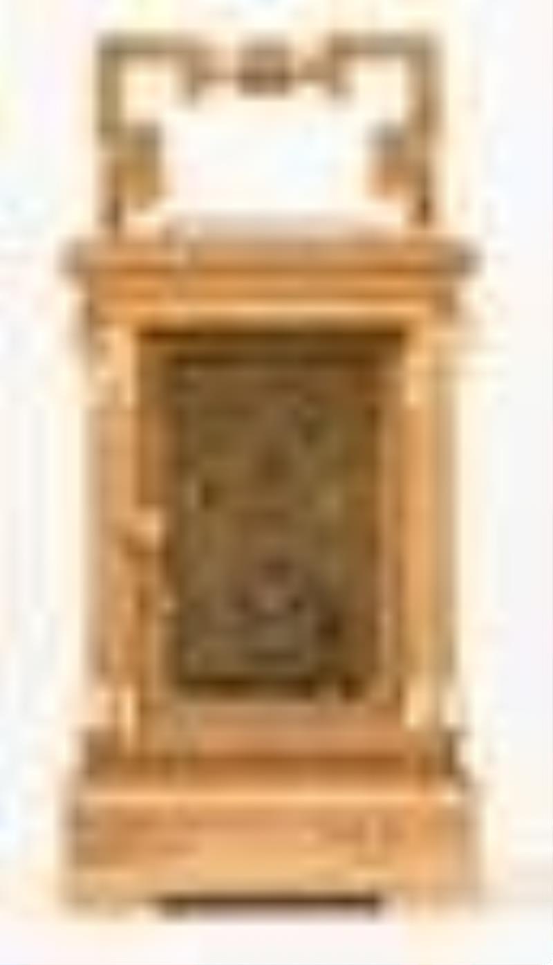 A late 19th century Anglais mignonette #1 carriage clock with polychrome porcelain panels