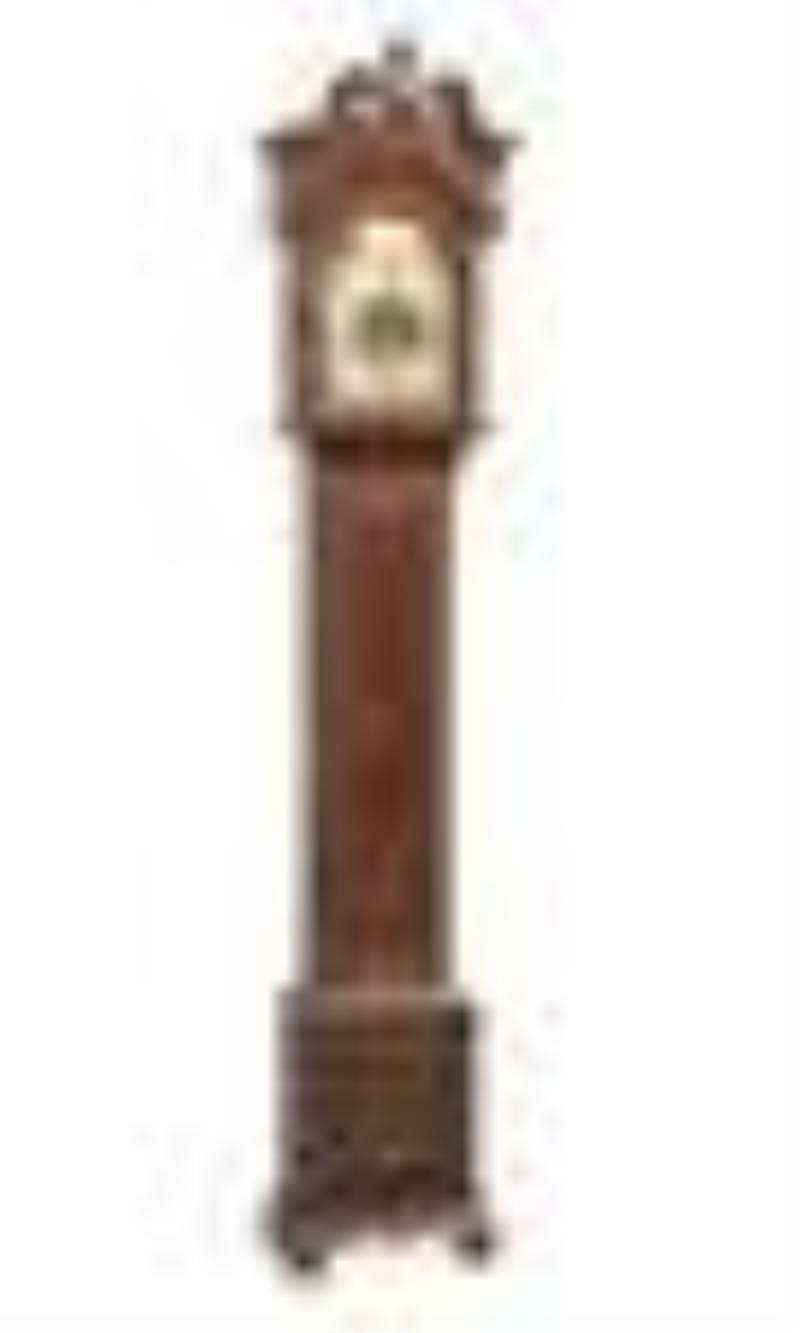Chippendale Carved Walnut Tall Case Clock