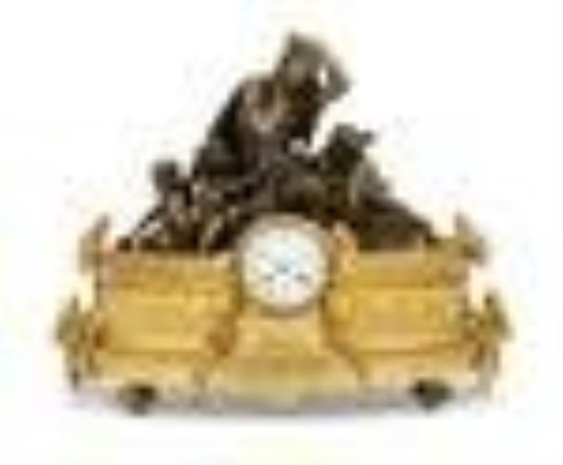 Handsome Napoleon III Bronze Figural Clock