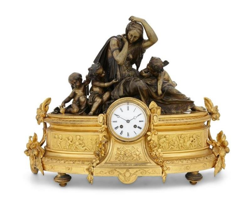 Handsome Napoleon III Bronze Figural Clock