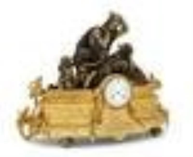 Handsome Napoleon III Bronze Figural Clock