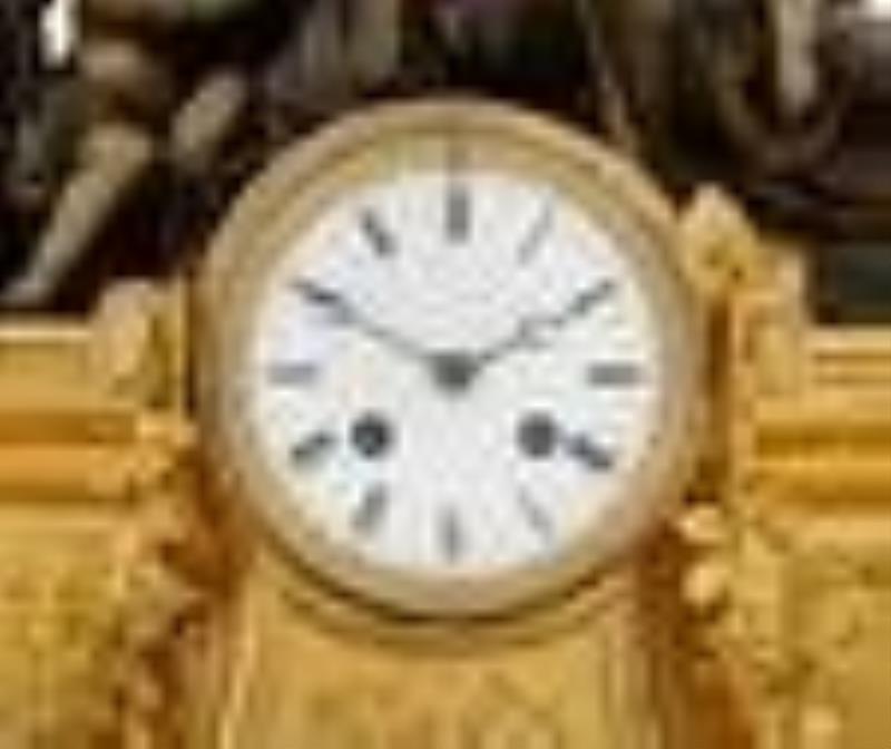 Handsome Napoleon III Bronze Figural Clock