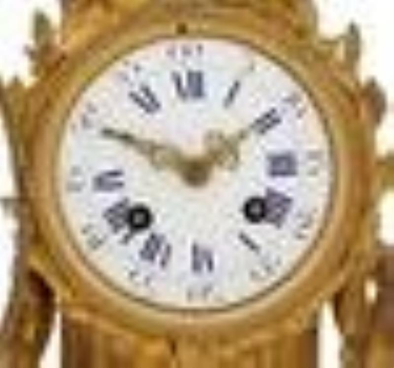 French Gilt-Bronze and Marble Clock Set