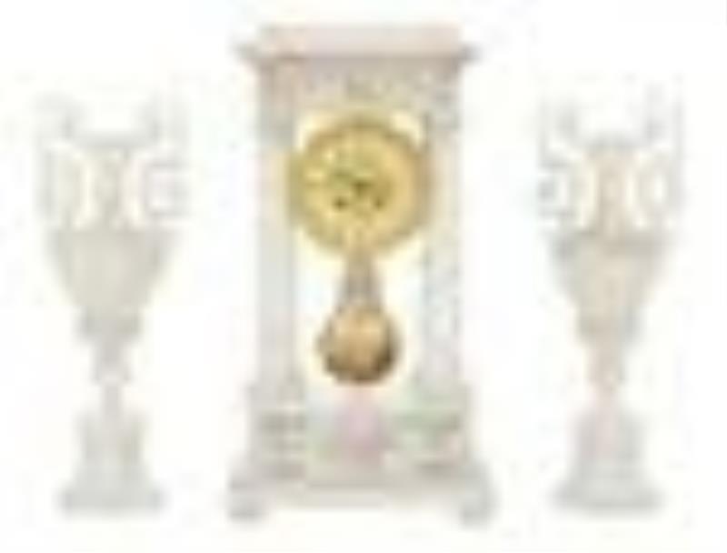 Louis-Philippe Three-Piece Alabaster Clock Set