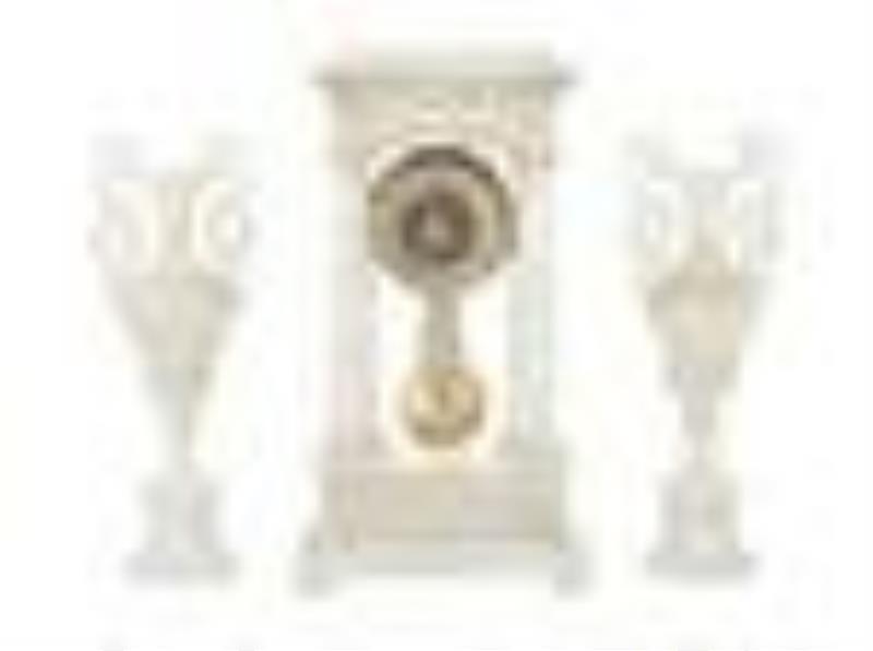 Louis-Philippe Three-Piece Alabaster Clock Set