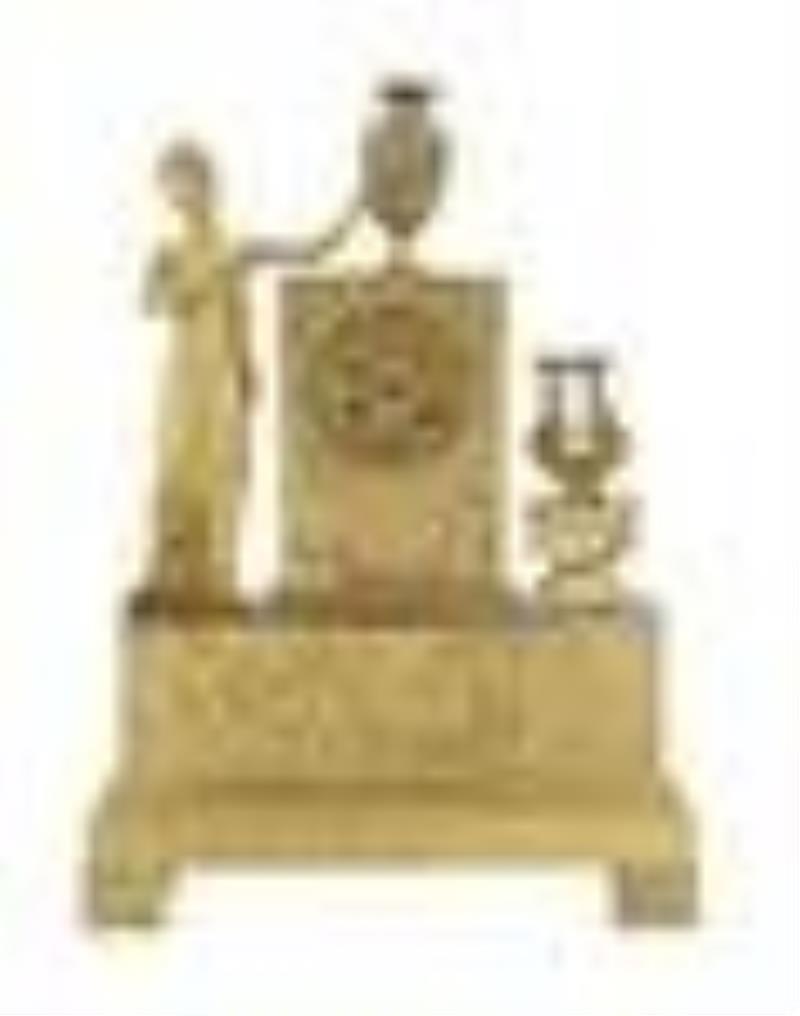 Handsome French Restauration Gilt-Bronze Clock