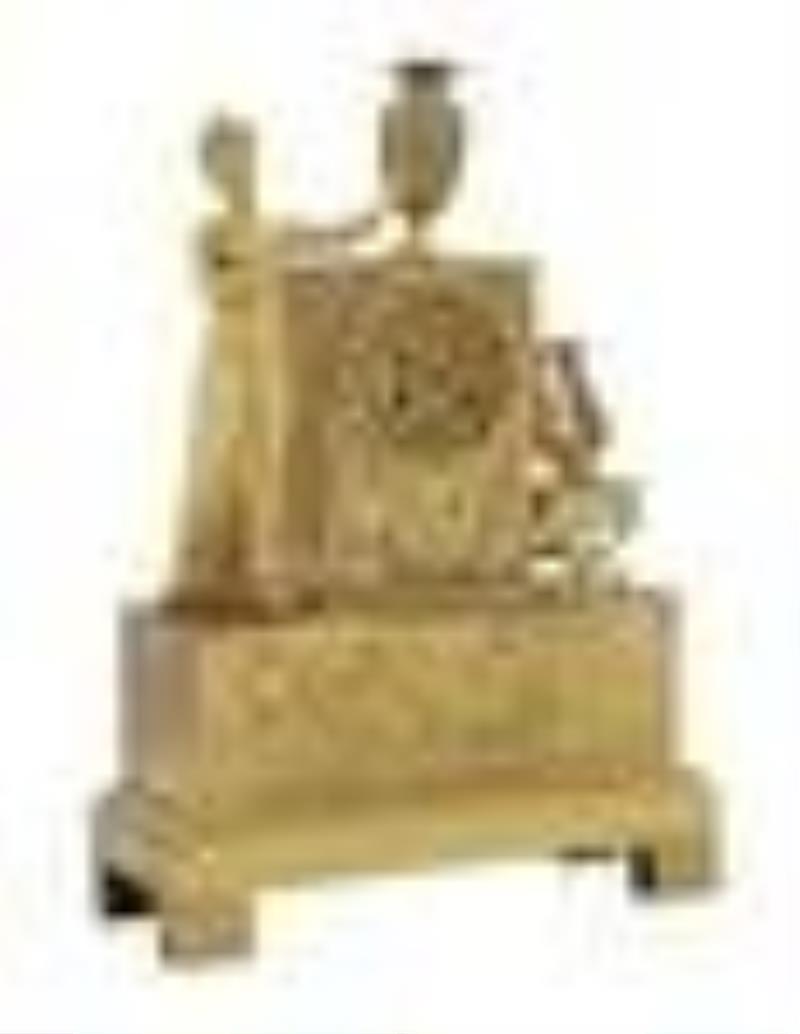 Handsome French Restauration Gilt-Bronze Clock