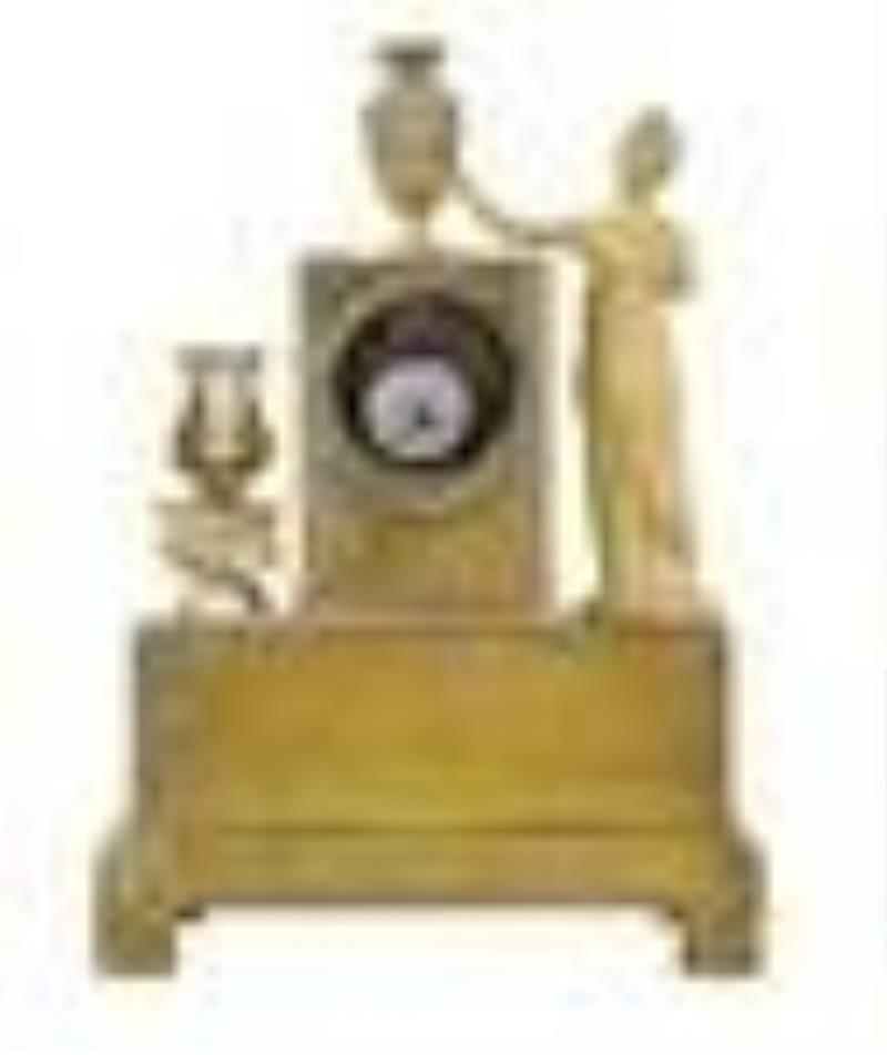 Handsome French Restauration Gilt-Bronze Clock