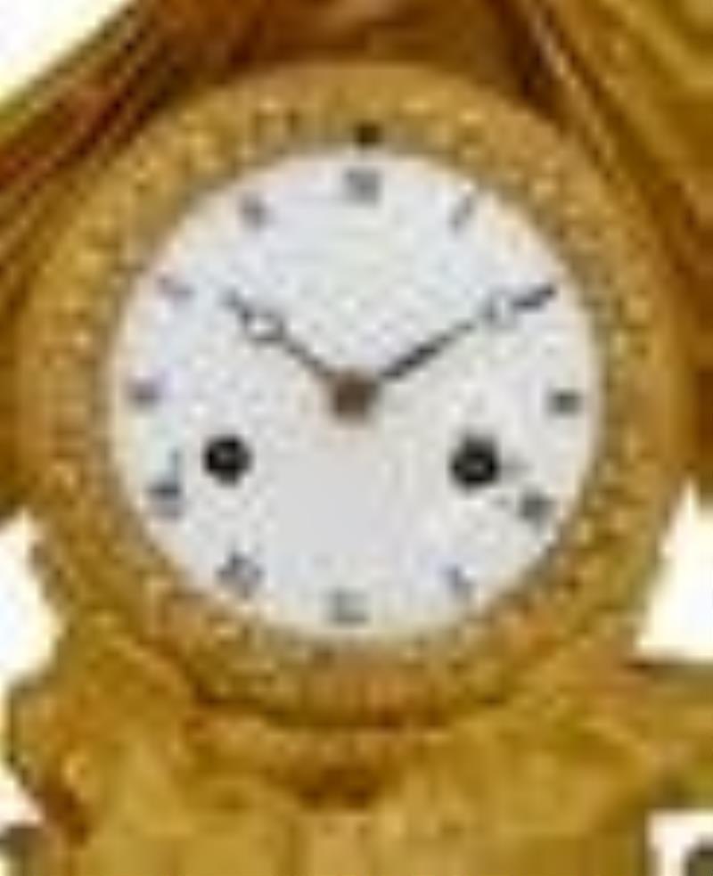 French Empire Gilt-Bronze Figural Clock