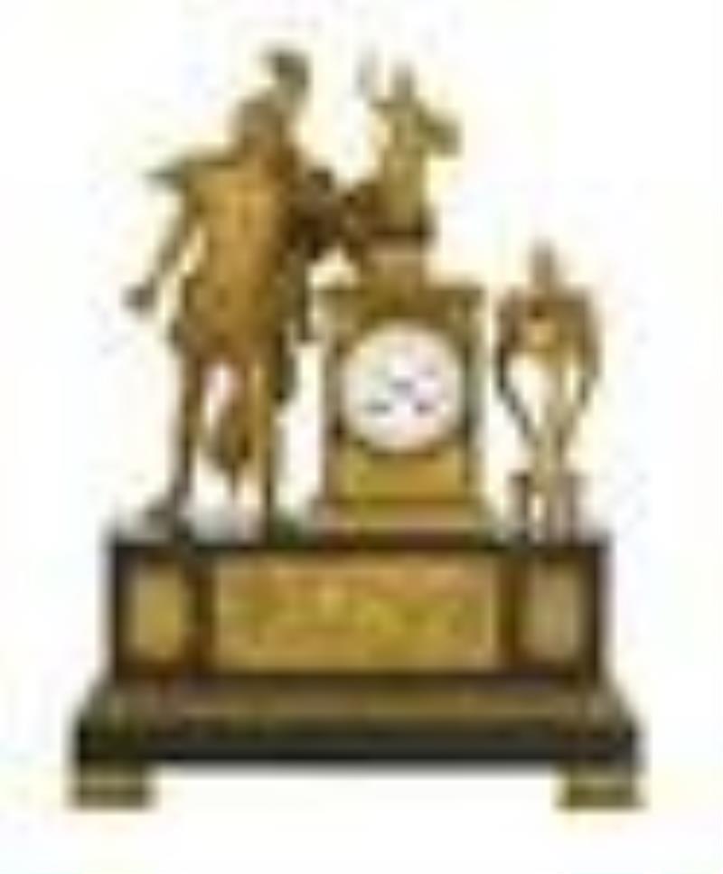 Restauration Bronze Dore et Patine Mantel Clock