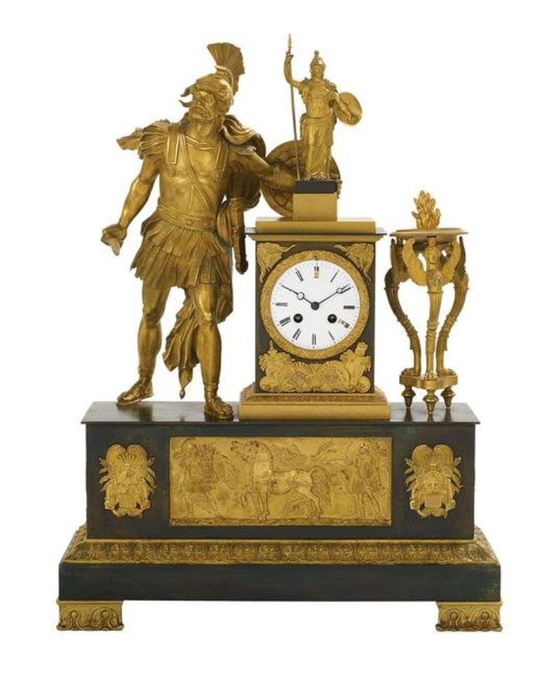 Restauration Bronze Dore et Patine Mantel Clock