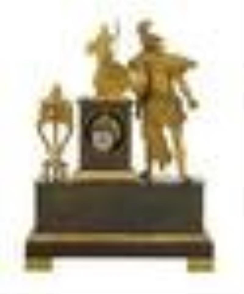 Restauration Bronze Dore et Patine Mantel Clock