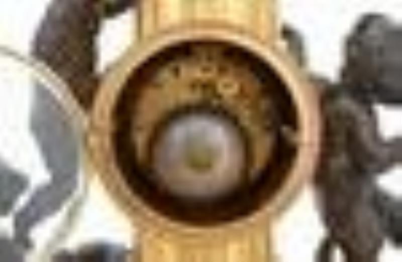 French Bronze and Glass Three-Piece Clock Set