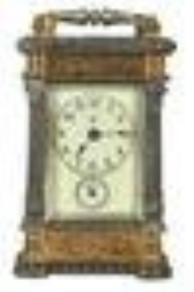 Ansonia Antique Gilt Bronze Relief Carriage Clock