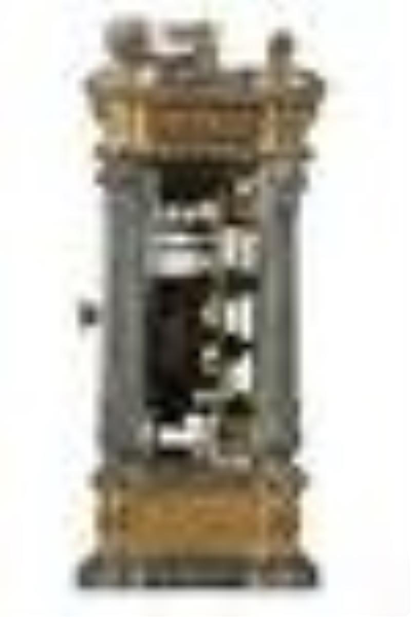 Ansonia Antique Gilt Bronze Relief Carriage Clock
