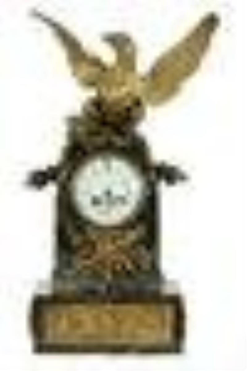 Raingo Freres French Empire Bronze & Marble Clock