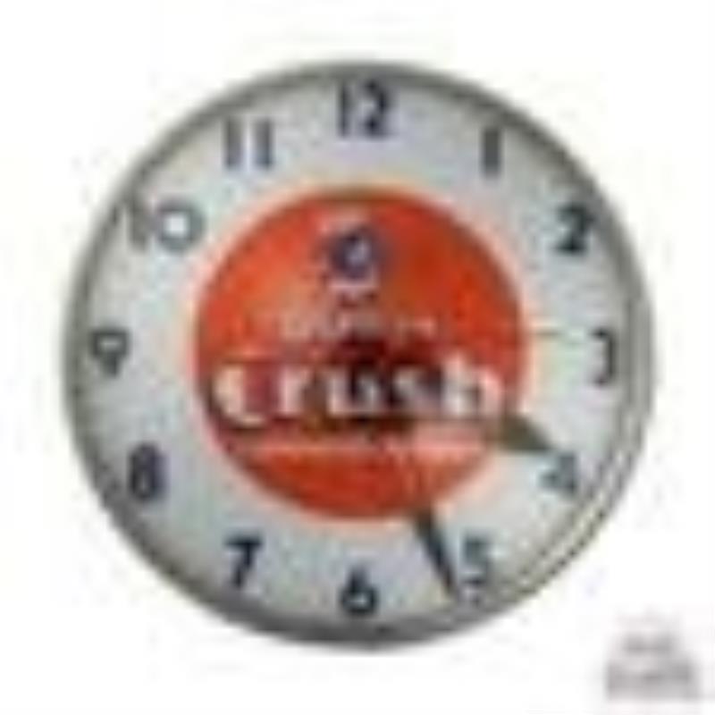 15" Orange Crush Telechron Lighted Advertising Clock