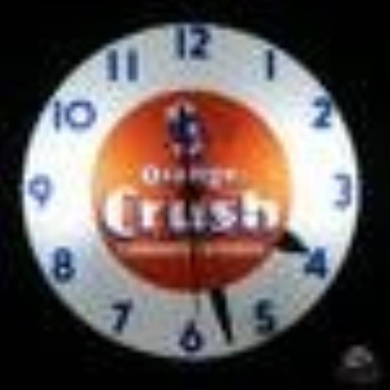 15" Orange Crush Telechron Lighted Advertising Clock