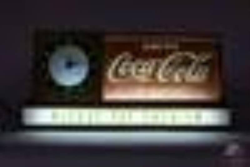 Drink Coca Cola In Bottles Please Pay Cashier Lighted Counter Clock Sign
