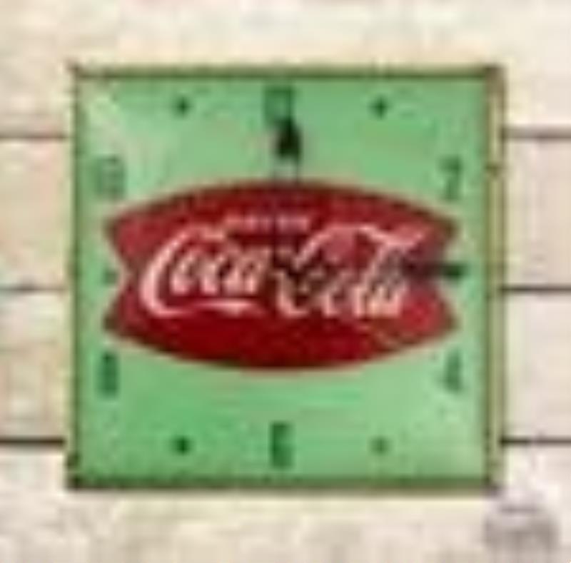 15" Drink Coca Cola Fishtail Logo Lighted Advertising Clock