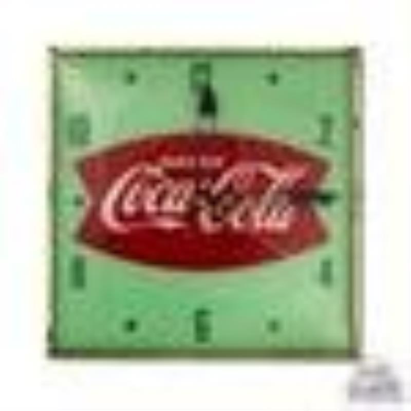 15" Drink Coca Cola Fishtail Logo Lighted Advertising Clock