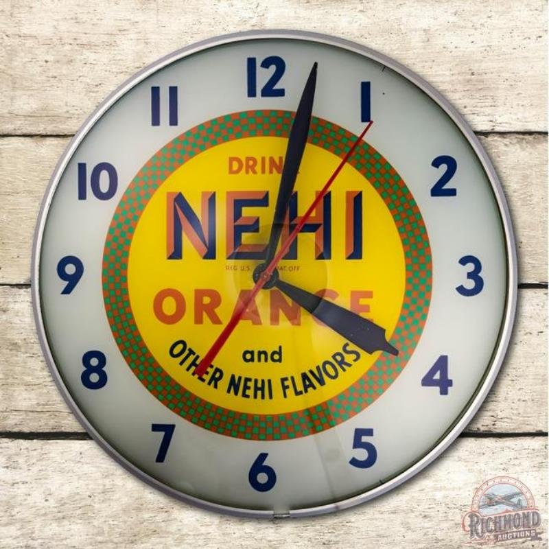 15" Drink Nehi Orange Lighted Advertising Clock