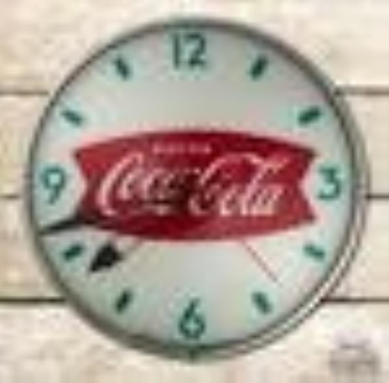 15" Drink Coca Cola Swihart Lighted Advertising Clock w/ Fishtail Logo