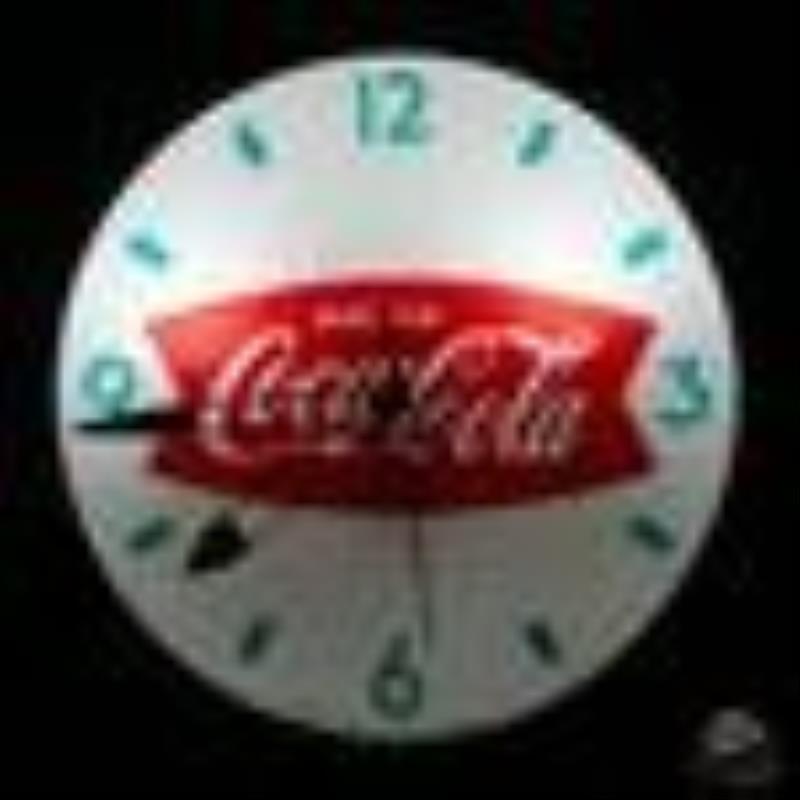 15" Drink Coca Cola Swihart Lighted Advertising Clock w/ Fishtail Logo