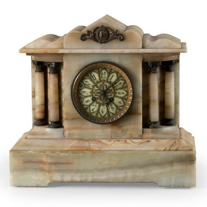 A French Japy Freres Victorian Onyx Mantle Clock