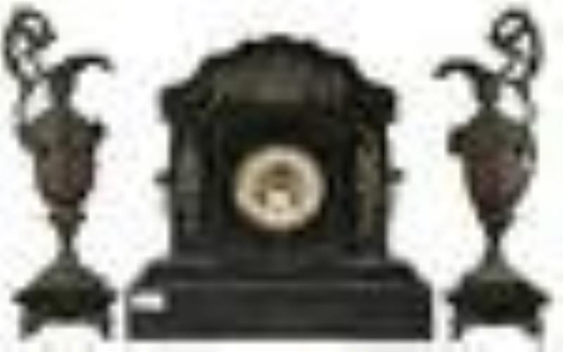 A French Japy Freres Marble and Metal Mantle Clock