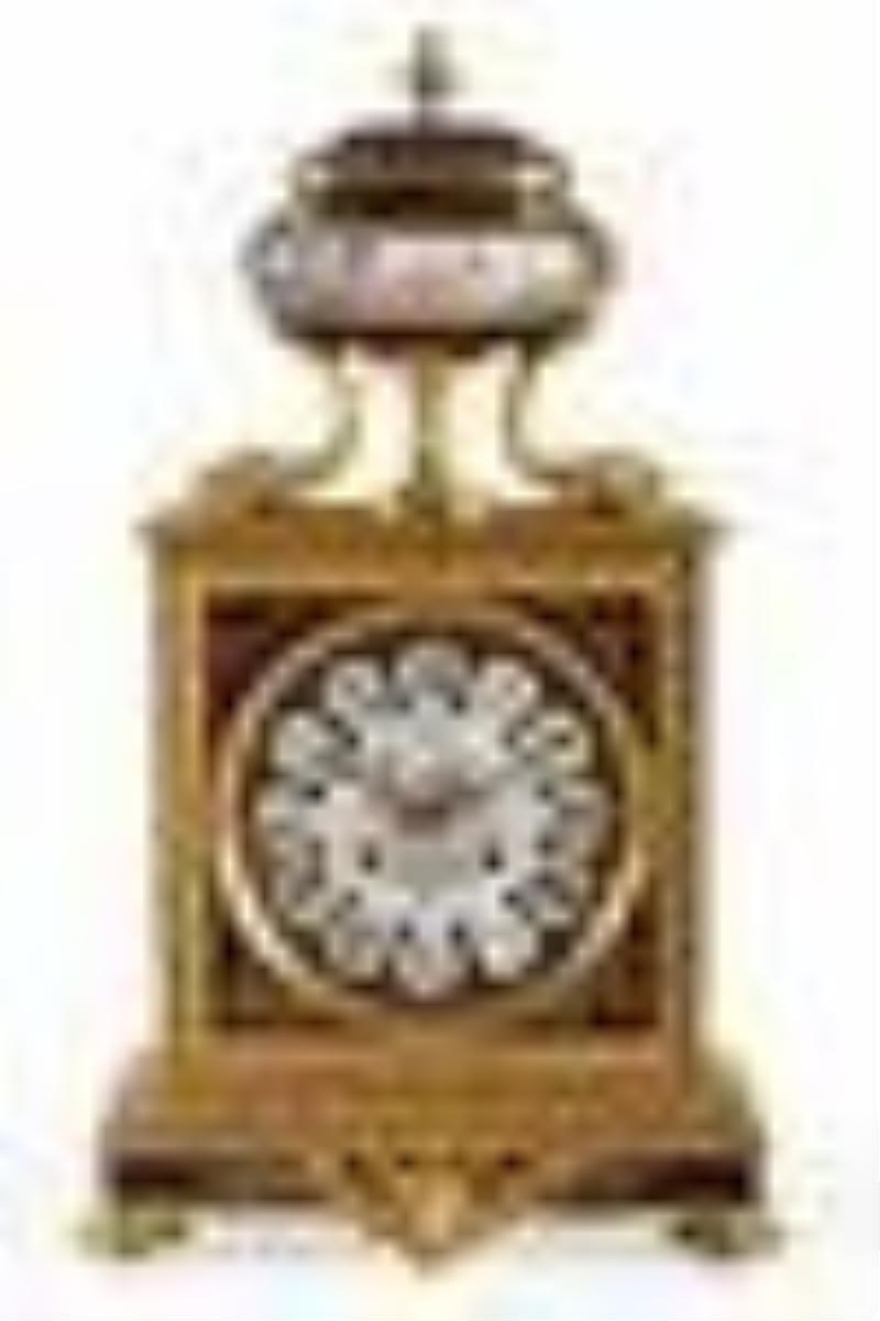An L. Martie et Cie Sevres Style Ormolu and Polychrome Porcelain Clock