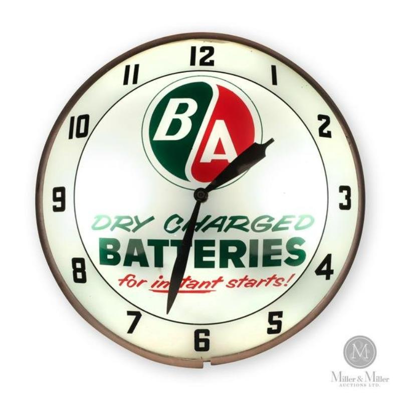 British American Batteries "Double Bubble" Lighted Clock