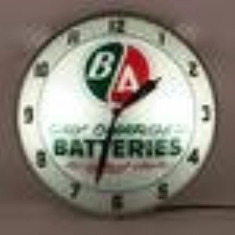 British American Batteries "Double Bubble" Lighted Clock