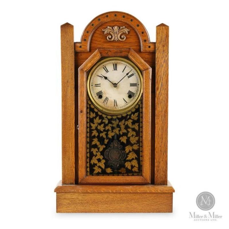Pequegnat maple leaf mantel clock