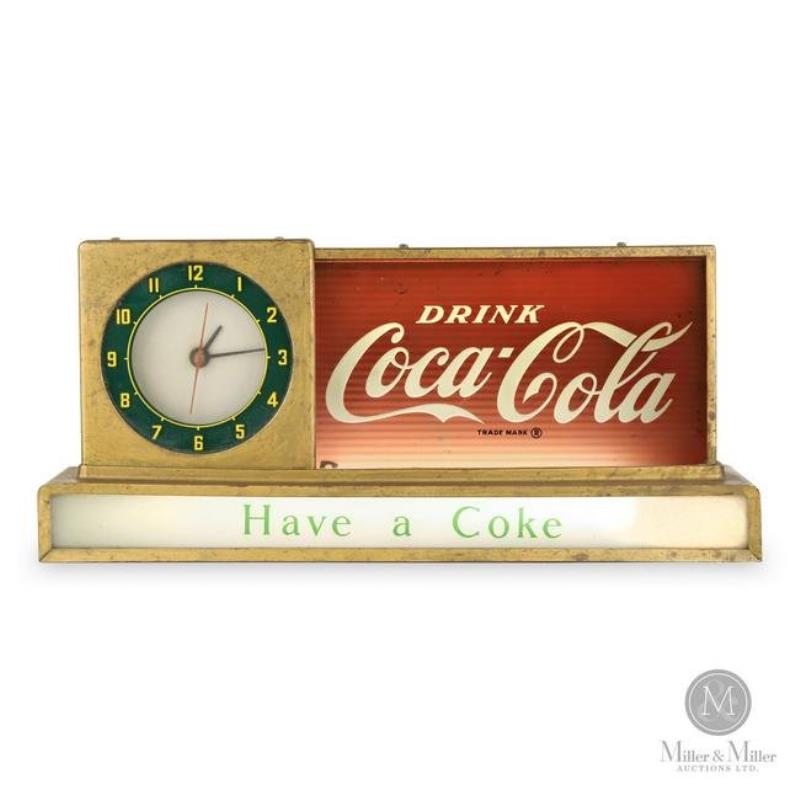 Coca-Cola Lighted Counter Clock Sign