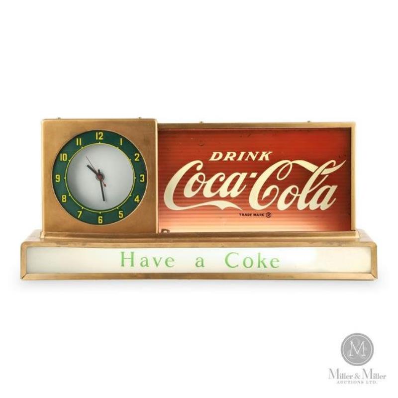 Coca-Cola Lighted Counter Clock Sign