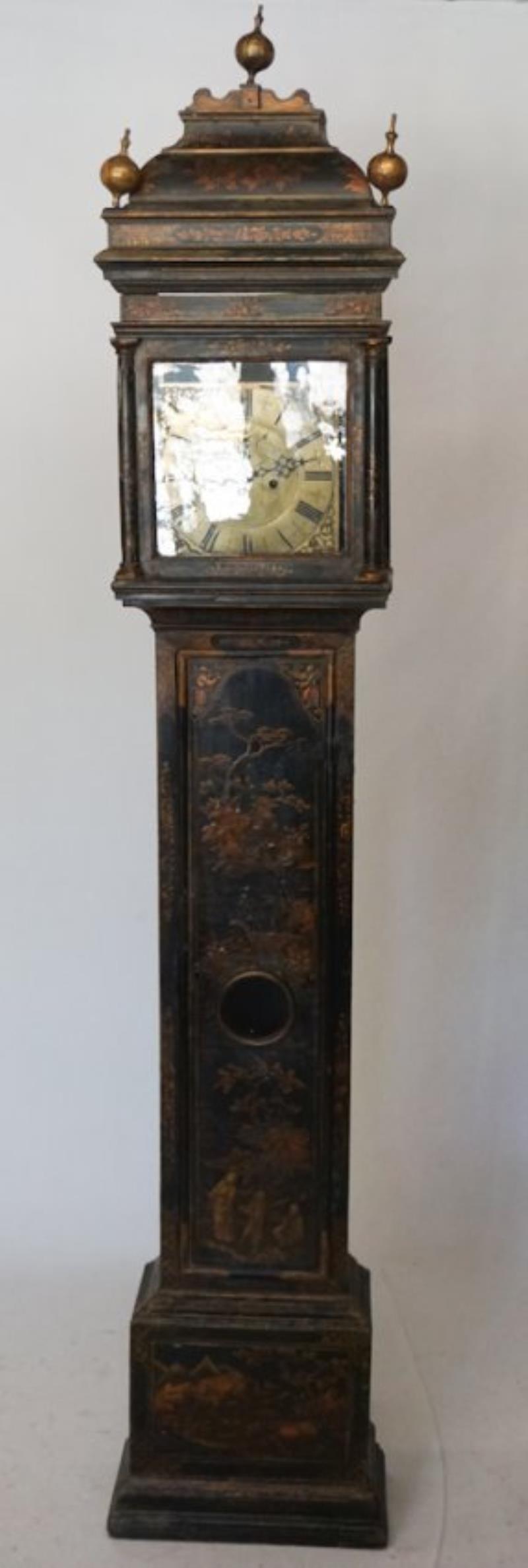 Queen Anne Chinoiserie Decorated Tall Case Clock